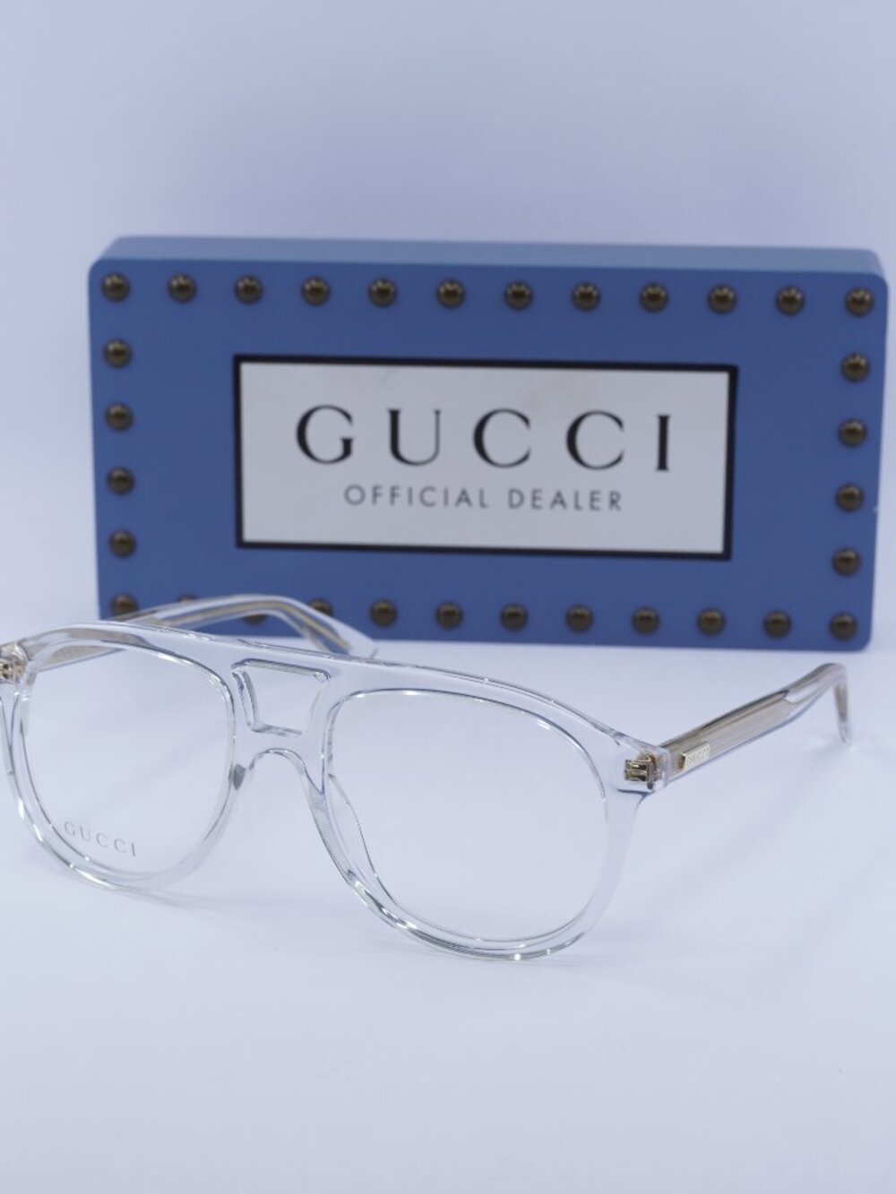 Gucci GG1320O 003 Aviator Eyeglasses – Transparent 54mm